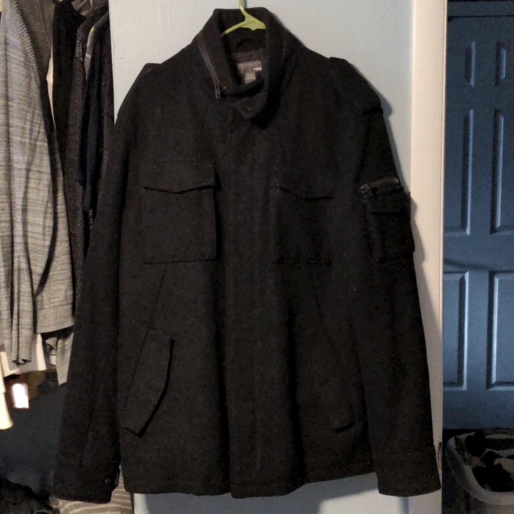 H&M Black Military Style Wool Jacket